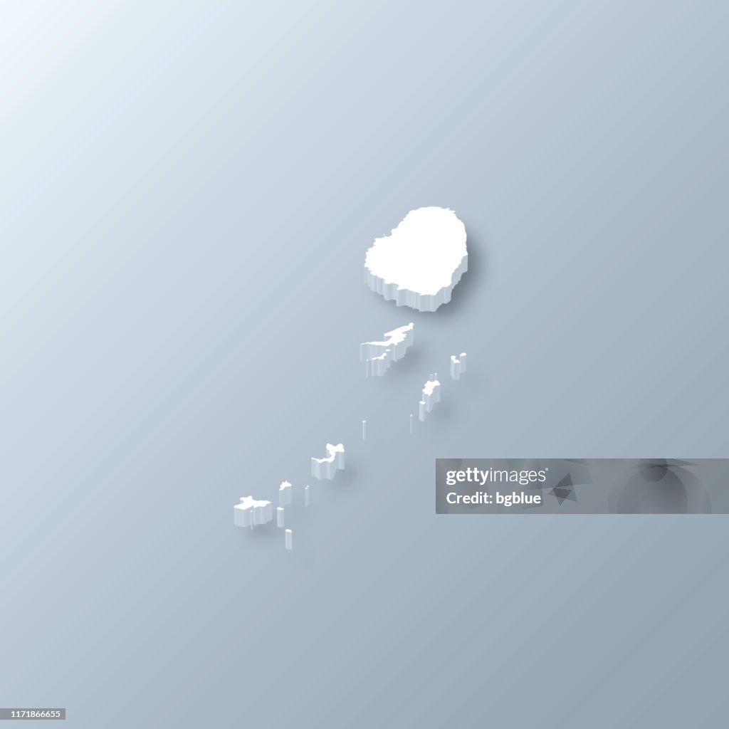Saint Vincent and the Grenadines 3D Map on gray background