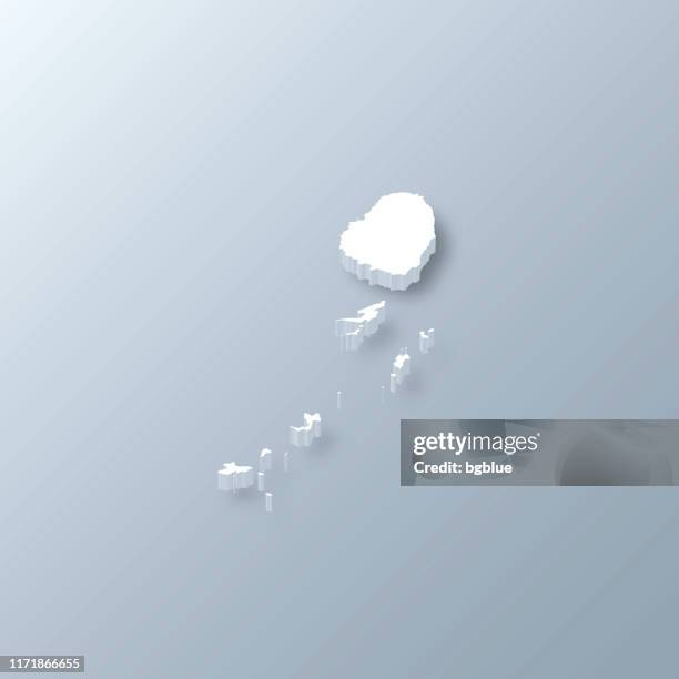 saint vincent and the grenadines 3d map on gray background - tobago cays grenadines stock illustrations