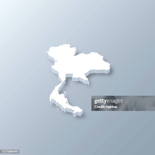 ilustraciones, imágenes clip art, dibujos animados e iconos de stock de mapa 3d de tailandia sobre fondo gris - tailandia