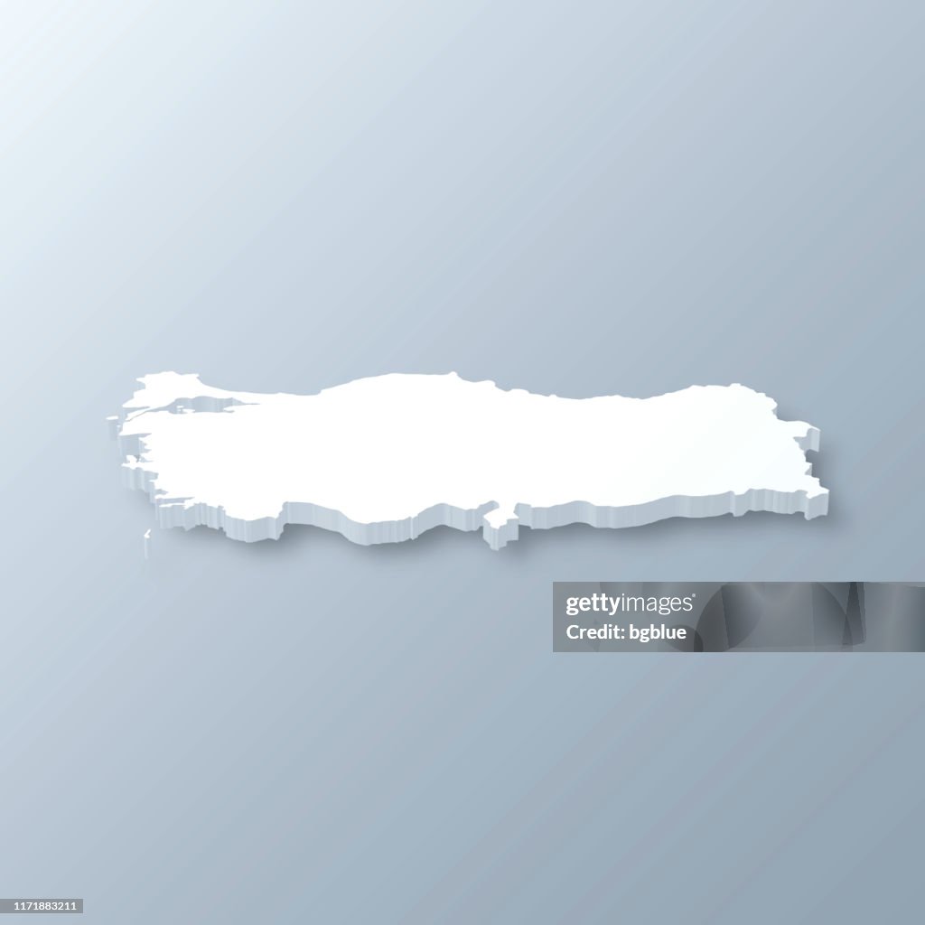 Turkey 3D Map on gray background