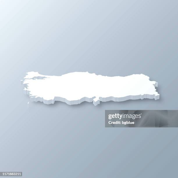 turkey 3d map on gray background - turkey country outline stock illustrations