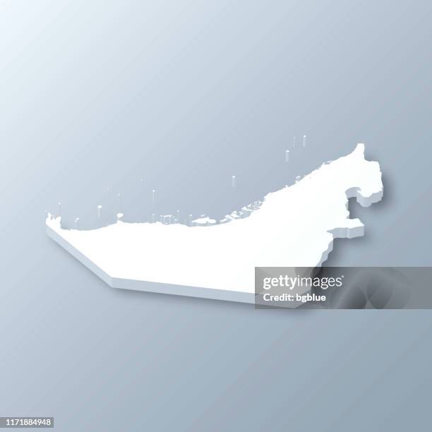 ilustrações de stock, clip art, desenhos animados e ícones de united arab emirates 3d map on gray background - emirados árabes unidos