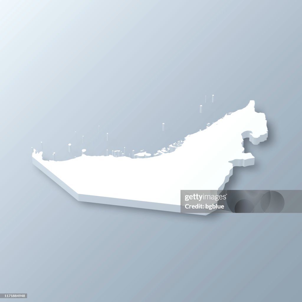 United Arab Emirates 3D Map on gray background