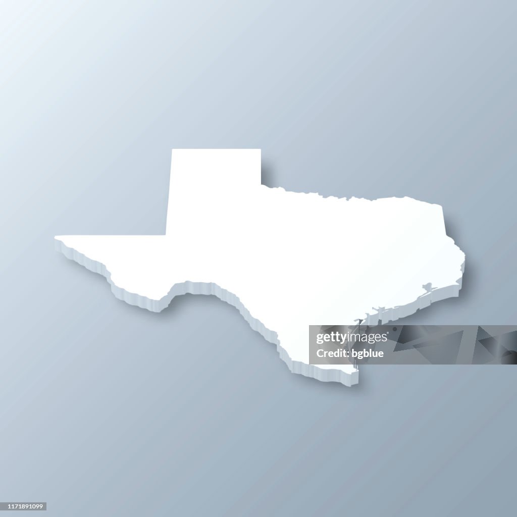 Mappa 3D del Texas su sfondo grigio