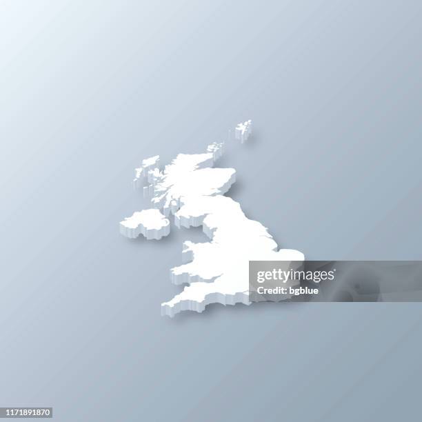 illustrazioni stock, clip art, cartoni animati e icone di tendenza di mappa 3d del regno unito su sfondo grigio - london england