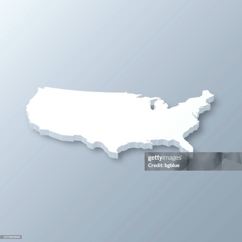 Mapa 3D de EE. UU. sobre fondo gris