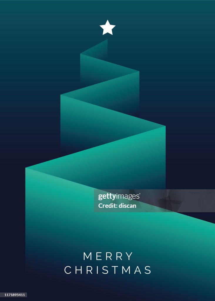 Greeting card with stylized Christmas Tree.