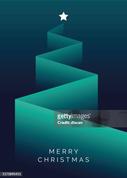 greeting card with stylized christmas tree. - christmas tree stock illustrations