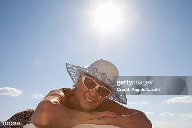 senior woman on the beach - old angelo stock pictures, royalty-free photos & images