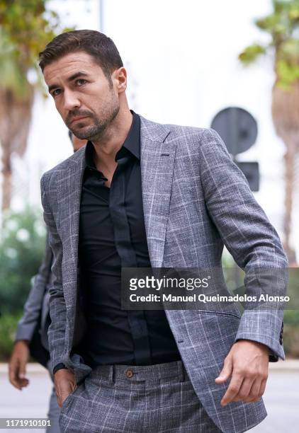 Former Real Zaragoza footballer Gabi Fernandez arrives at the court of Valencia on September 03, 2019 in Valencia, Spain. Charges in this case relate...