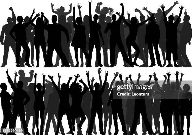 crowd (people are complete and moveable) - ecstatic stock illustrations