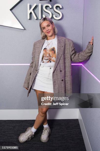 Anne-Marie visits the Kiss FM Studio's on September 03, 2019 in London, England.