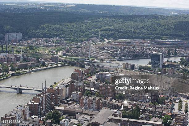 aerial view of liege - liege stockfoto's en -beelden