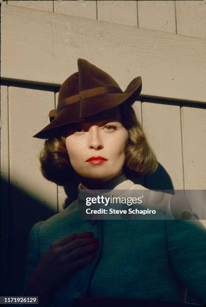 Portrait of American actress Faye Dunaway on set of the film 'Chinatown' , Los Angeles, California, 1973.
