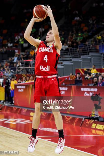 Brady Heslip of Canada shoots during the 2019 FIBA World Cup, first round match between Lithuania and Canada at Dongguan Basketball Center on...