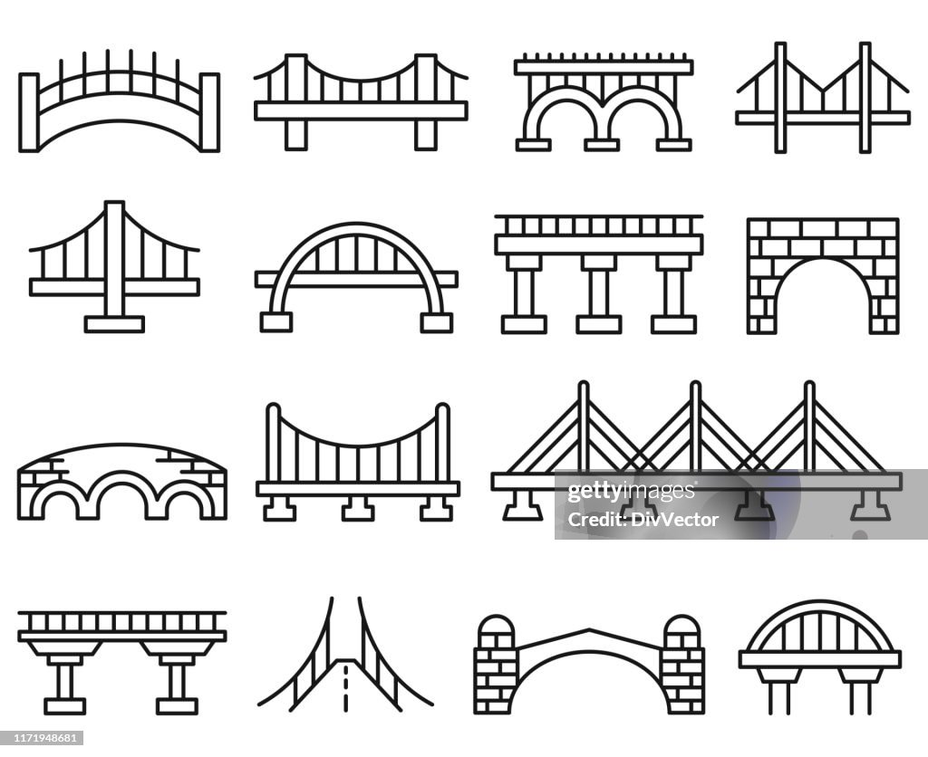 Bridge vector icon set