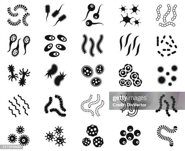 bacteria virus icon set - mold stock illustrations
