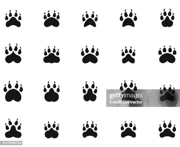 paw print icons - bear paw print stock illustrations