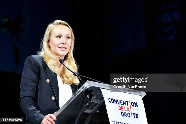 Marion Marechal Le Pen gives a speech at Convention De La Droite - September 28 Paris