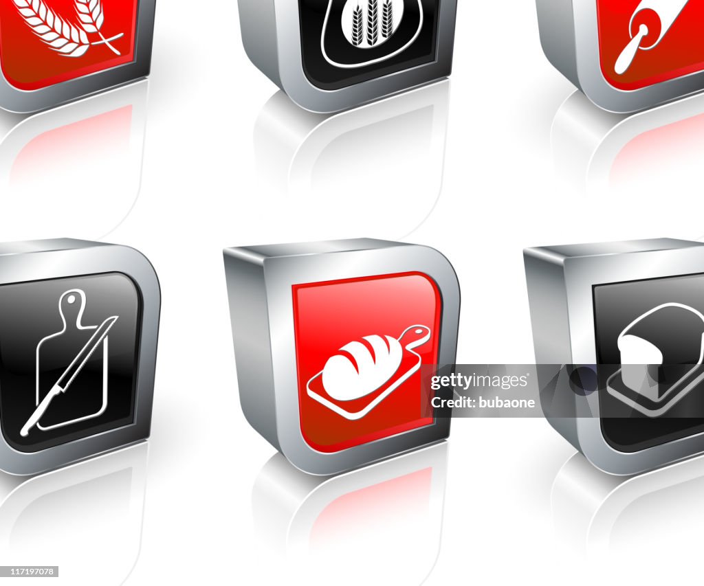 Bread making 3D royalty free vector icon set