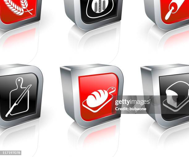 bread making 3d royalty free vector icon set - red winter wheat stock illustrations