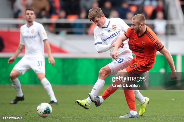 Rafal of FC Ural Yekaterinburg and Jaka Bijol of PFC CSKA Moscow vie for the ball during the Russian Premier League match between FC Ural...