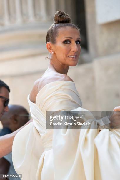 Singer Celine Dion wears an Alexandre Vauthier dress on July 02, 2019 in Paris, France.