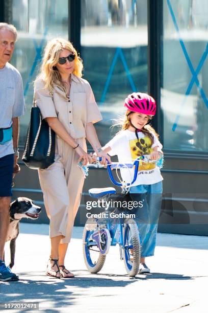 Sienna Miller and Marlowe Sturridge are seen in the West Village on September 03, 2019 in New York City.