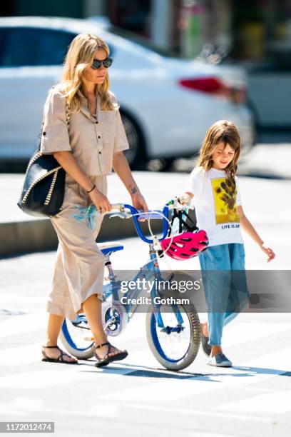 Sienna Miller and Marlowe Sturridge are seen in the West Village on September 03, 2019 in New York City.