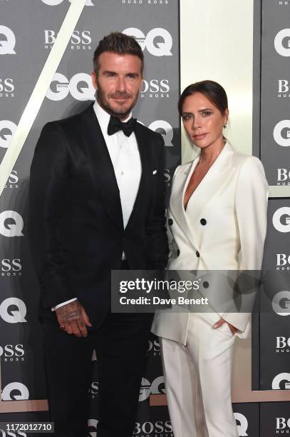 David Beckham and Victoria Beckham attend GQ Men Of The Year Awards 2019 in association with HUGO BOSS at Tate Modern on September 03, 2019 in...