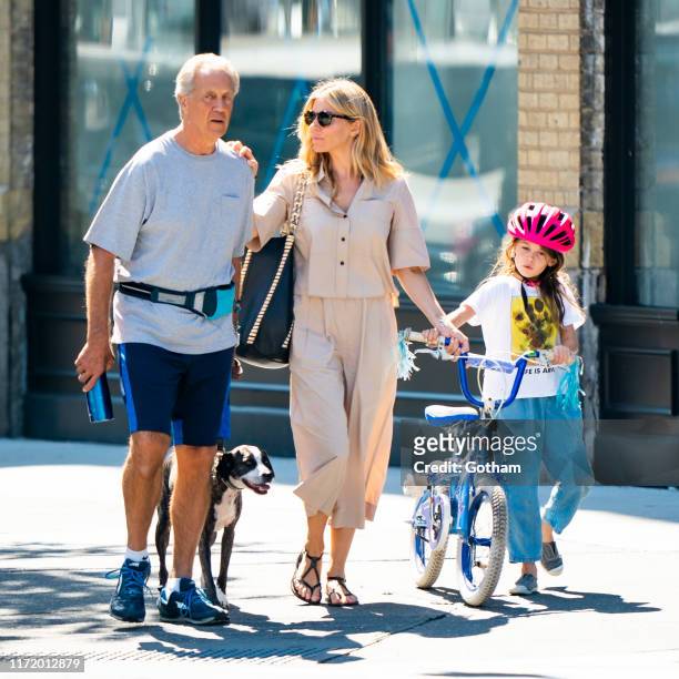 Edwin Miller, Sienna Miller and Marlowe Sturridge are seen in the West Village on September 03, 2019 in New York City.