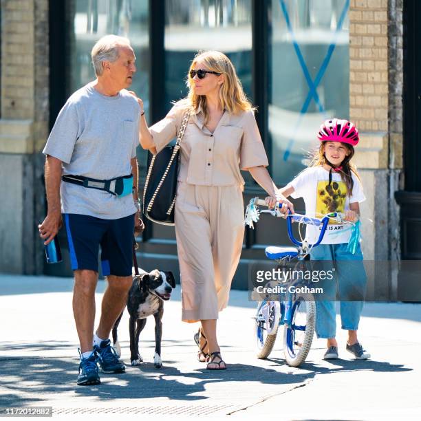 Edwin Miller, Sienna Miller and Marlowe Sturridge are seen in the West Village on September 03, 2019 in New York City.