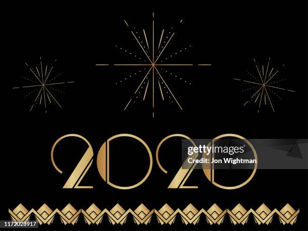 art deco 2020 new year banner - gatsby stock illustrations