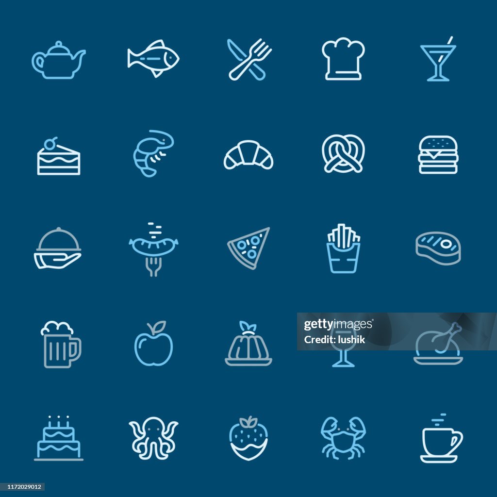 Restaurant and Food - color outline icons