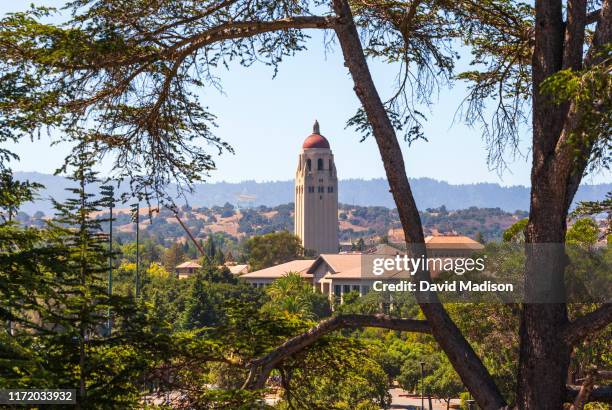 General view of the Stanford University campus including Hoover Tower as seen from Stanford Stadium prior to an NCAA college football game between...