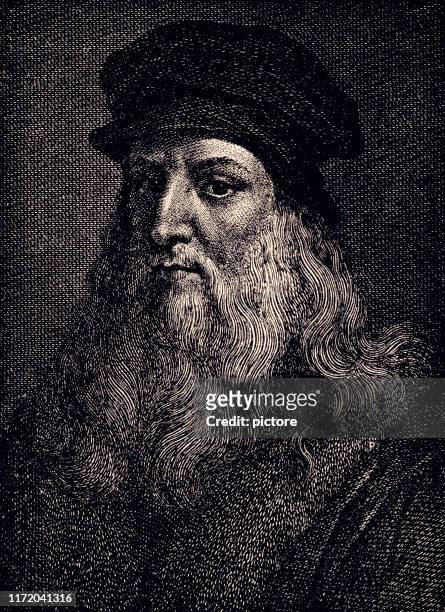 leonardo da vinci (1452-1519) xxxl - leonardo da vinci portrait stock illustrations