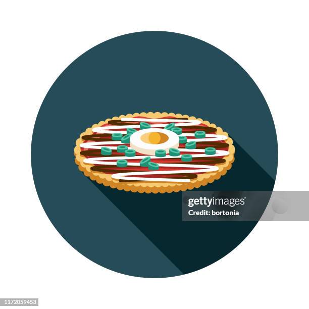 okonomiyaki japanese food icon - bonito del norte stock illustrations