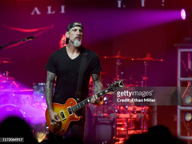 Guitarist John Connolly of Sevendust performs during a stop of the Victorious War Tour at the Marquee Theatre on September 2, 2019 in Tempe, Arizona.