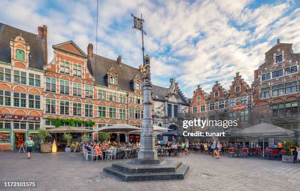 old market square, ghent, belgium - market square stock pictures, royalty-free photos & images