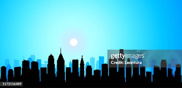 philadelphia (all buildings are complete and moveable) - philadelphia city hall night stock illustrations