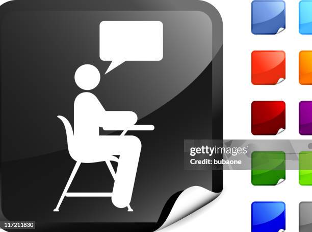student with speech bubble internet royalty free vector art - student asking question stock illustrations