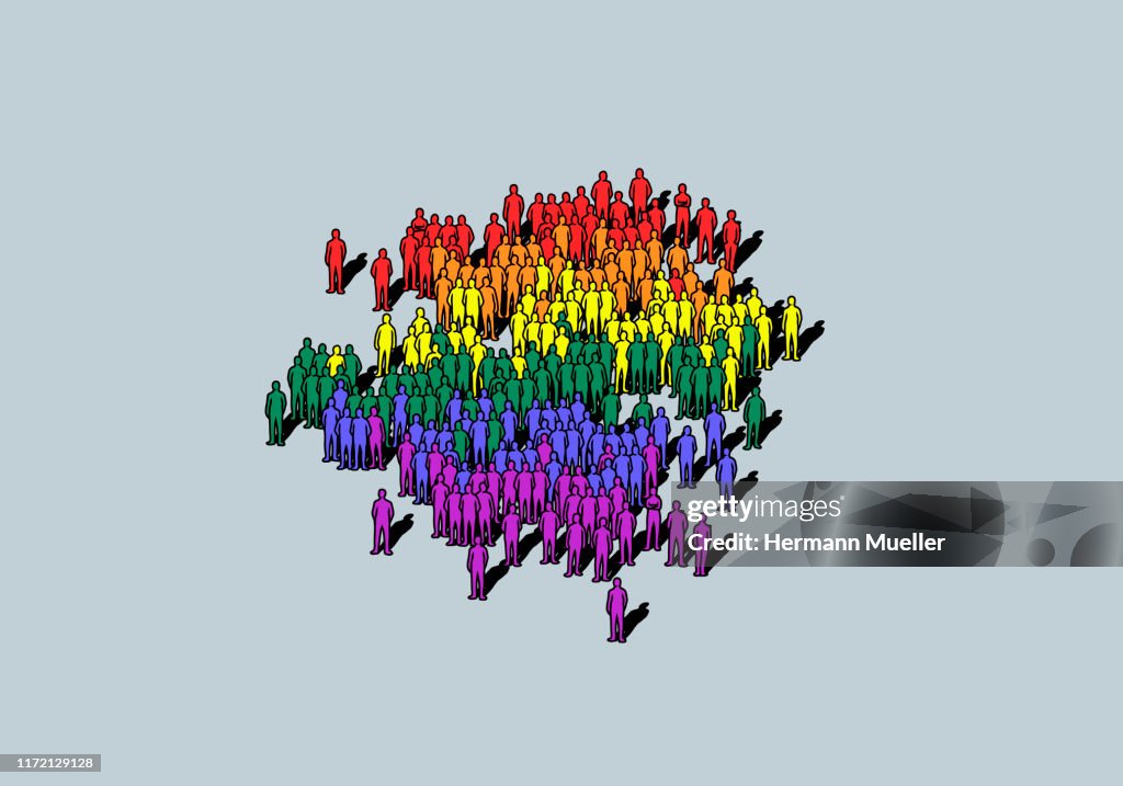 Rainbow colored crowd