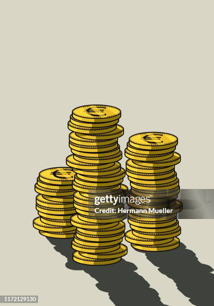 stacks of euro coins - wages stock illustrations