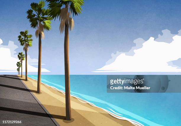 sunny, idyllic tropical ocean - holiday stock illustrations