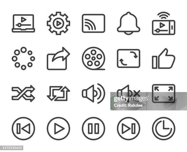 video streaming - bold line icons - control panel stock illustrations