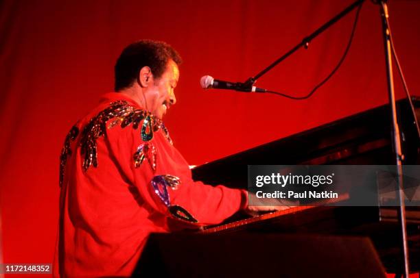 American musician Allen Toussaint performing at the Petrillo Bandshell in Chicago, Illinois, June 10, 2001.