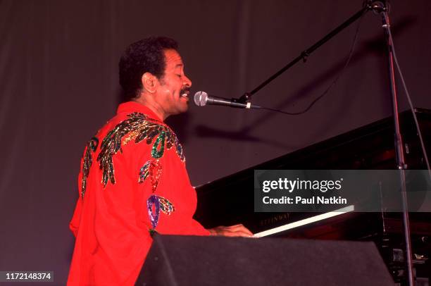 American musician Allen Toussaint performing at the Petrillo Bandshell in Chicago, Illinois, June 10, 2001.