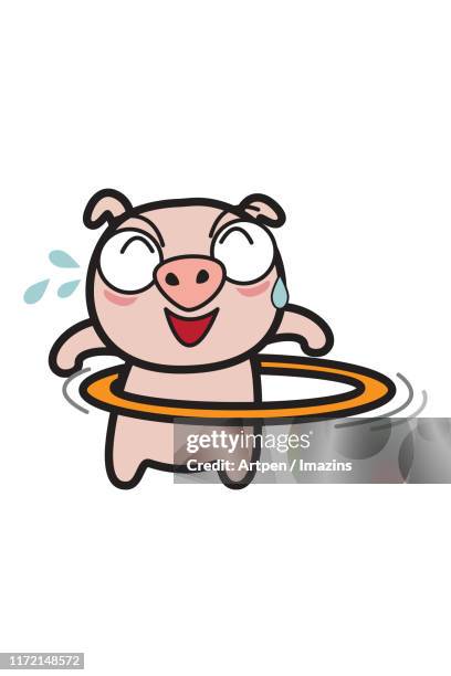 pig, illustration, character, chinese zodiac - empty swing stock illustrations