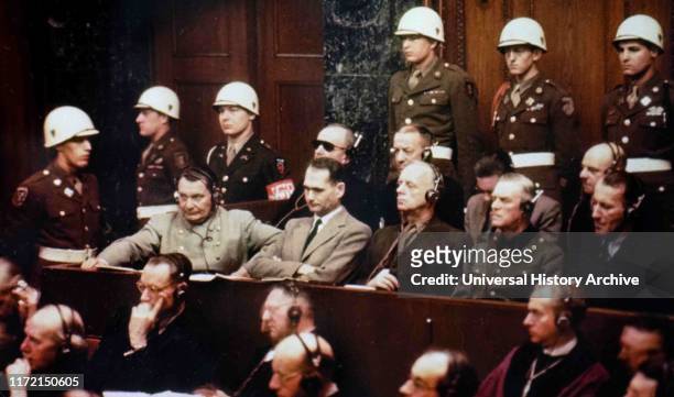Photograph of Rudolf Hess taken during the Nuremberg Trials. Rudolf Walter Richard Hess a German politician, and a leading member of the Nazi Party...