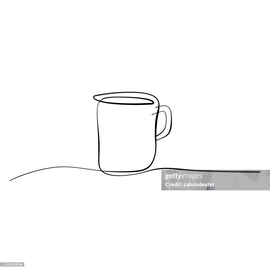 Coffee cup line art drawing